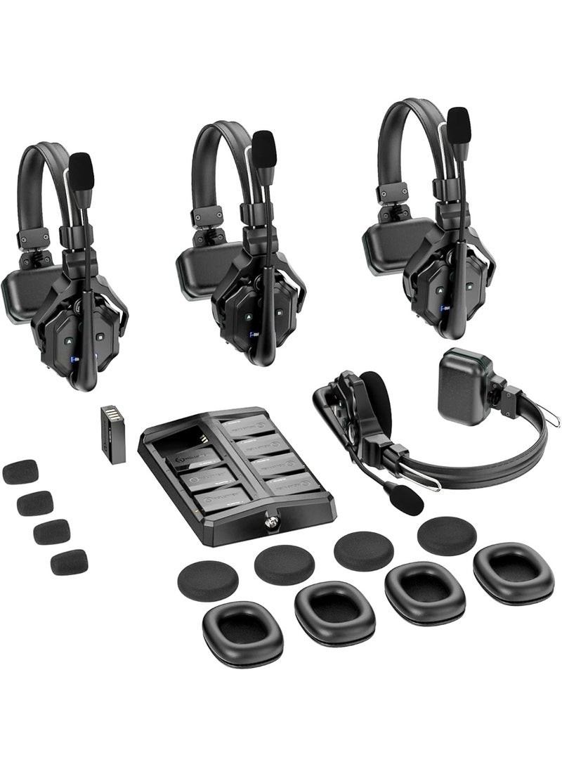 هولي لاند نظام الاتصال اللاسلكي Hollyland Solidcom C1 4S مع سماعات أذن مفردة للتواصل الجماعي لأربعة أشخاص مع سماعة رئيسية و3 سماعات بعيدة وميكروفون مدى طويل 1100 قدم للإنتاج التلفزيوني والسينمائي والدرون والكنائس - Image 1